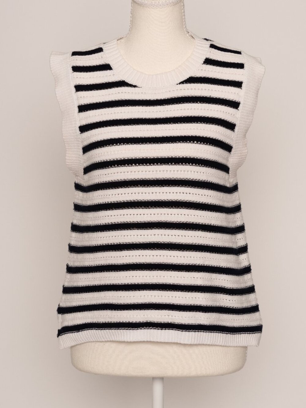 French Connection Mozart Striped Chunky Knit Sweater Vest Large Coastal Preppy